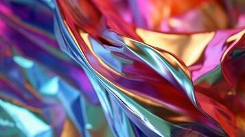 luccicante iridescente Foglio, un' travolgente struttura. generativo ai foto