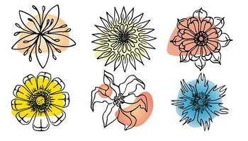 fiori vettore impostato illustrazione nel semplice minimo continuo schema linea stile. natura fiorire arte per floreale botanico logo design. isolato su bianca sfondo. foto