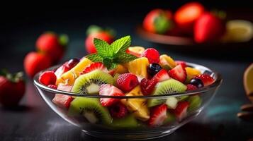 insalata con frutta fresca e frutti di bosco foto