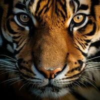 vicino su tiro di il viso di un' tigre foto
