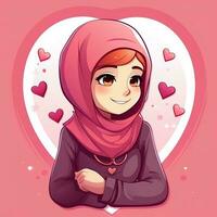 islamico ragazza con un' sfondo di amore, generato di ai foto