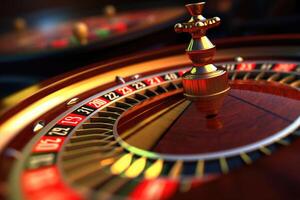 casinò roulette ruota. roulette tavolo vicino su a il casinò. generativo ai foto