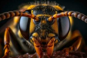 il vespa testa. un' Impressionante macro sparo. generativo ai foto