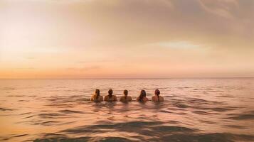 persone gruppo su il spiaggia foto