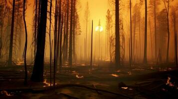 grandi fiamme di incendi boschivi foto