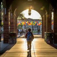 bambino andando per scuola foto