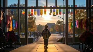 bambino andando per scuola foto