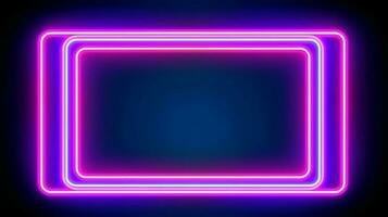 neon telaio cartello nel il forma di un' rettangolo. sfondo e sfondo illustrazione. ai generato foto