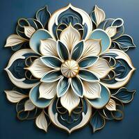 regale blu bianca d'oro regale mandala design ai generato foto