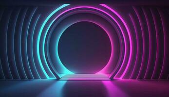 3d interpretazione neon Linee nel rosa e blu colorato foto