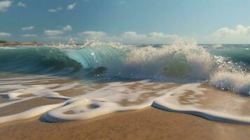 un' onda rottura su un' tranquillo spiaggia foto