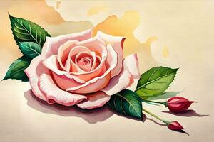 acquerello illustrazione di un' fioritura rosa. ai creare foto