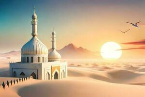 3d illustrazione di molto bellissimo moschea, ai creare foto