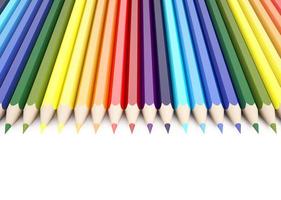 Rendering 3D di matite colorate su sfondo bianco