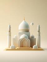 islamico carino 3d moschea per Ramadan e eid saluto sfondo ai generativo foto