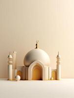 islamico carino 3d moschea per Ramadan e eid saluto sfondo ai generativo foto