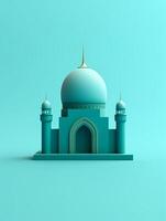 islamico carino 3d moschea per Ramadan e eid saluto sfondo ai generativo foto