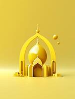 islamico carino 3d moschea per Ramadan e eid saluto sfondo ai generativo foto