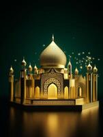 islamico carino 3d moschea per Ramadan e eid saluto sfondo ai generativo foto