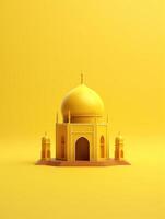 islamico carino 3d moschea per Ramadan e eid saluto sfondo ai generativo foto