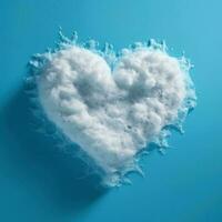 cuore sagomato schiuma su blu sfondo, creato con generativo ai foto