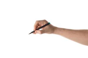 scrittura a mano maschile con pennarello o pennarello. isolato su sfondo bianco.