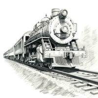 vecchio Vintage ▾ treno sbuffando lungo ai generato foto