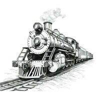 ferrovia Vintage ▾ treno sbuffando lungo ai generato foto