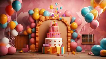 compleanno torta modello rosa colore 3d design foto