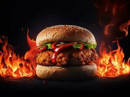 il migliore caldo speziato hamburger fotografia immagini volontà soddisfare il tuo voglie, generativo ai foto