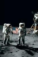 spazio astronauta atterraggio su il superficie di il Luna ,generativo ai foto