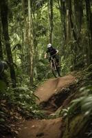 montain bicicletta da corsa su tropicale foresta ,generativo ai foto