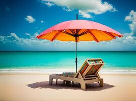 palma e tropicale spiaggia ai generato foto