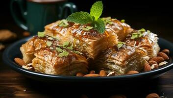 baklava avvicinamento tradizionale mezzo orientale sapori foto