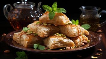 baklava avvicinamento tradizionale mezzo orientale sapori foto