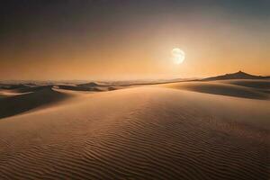Luna terra con tramonto deserto. generativo ai. foto
