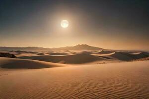 Luna terra con tramonto deserto. generativo ai. foto