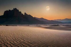 Luna terra con tramonto deserto. generativo ai. foto