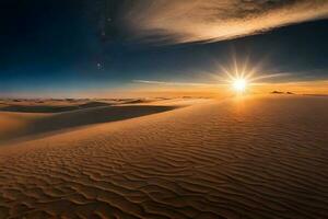 Luna terra con tramonto deserto. generativo ai. foto