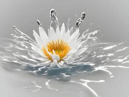 un' bellissimo fiore spruzzi in freddo acqua isolato su bianca sfondo. generativo ai foto