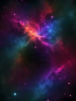 colorato nebulosa galassia su un' nero sfondo. generativo ai. foto