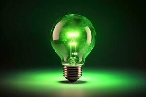 verde energia concetto lampadina creato con generativo ai tecnologia. foto