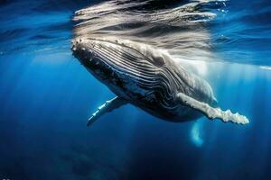 immersione con gobba balene creato con generativo ai tecnologia. foto