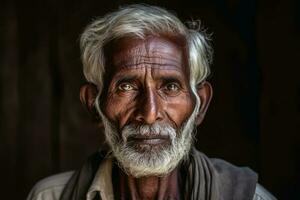 un vecchio indiano uomo ritratto creato con generativo ai tecnologia. foto