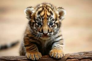 carino poco tigre bambino creato con generativo ai tecnologia. foto
