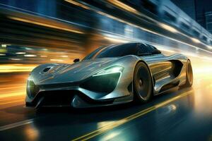 futuristico super gli sport auto velocità . ai generato foto