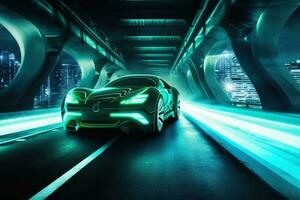 elettrico auto città verde energia concetto creato con generativo ai tecnologia. foto