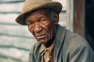 un vecchio nero uomo ritratto creato con generativo ai tecnologia. foto