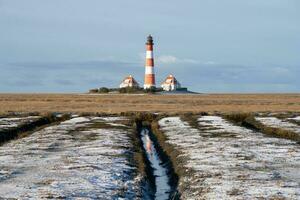 faro di westerhever, frisia settentrionale, germania foto