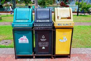 rifiuto bidoni nel il parco foto